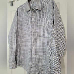Yves Saint Laurent Mens Plaid Buttondown Long Sleeve Shirt Size 16 1/2